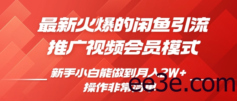 最新火爆的闲鱼引流推广视频会员，新手小白能做到月入2W+