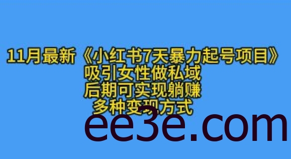 K总部落11月最新小红书7天暴力起号项目，吸引女性做私域【揭秘】