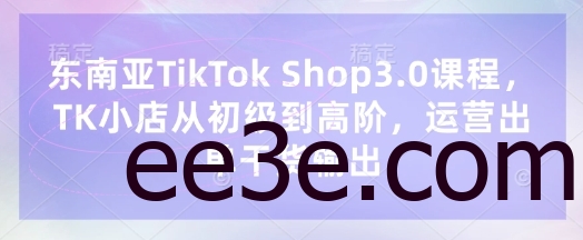 东南亚TikTok Shop3.0课程，TK小店​从初级到高阶，运营出单干货输出