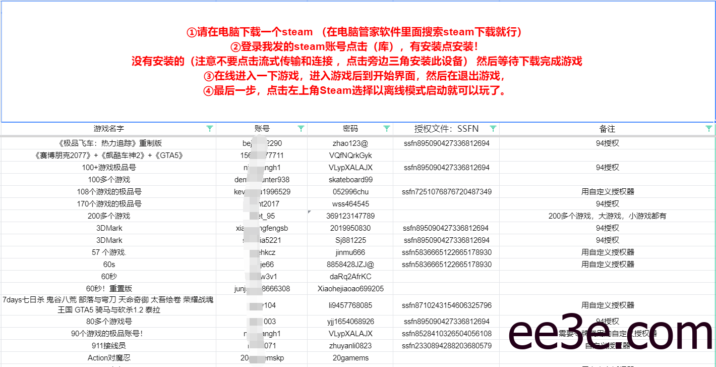 Steam免费分享5000个游戏号