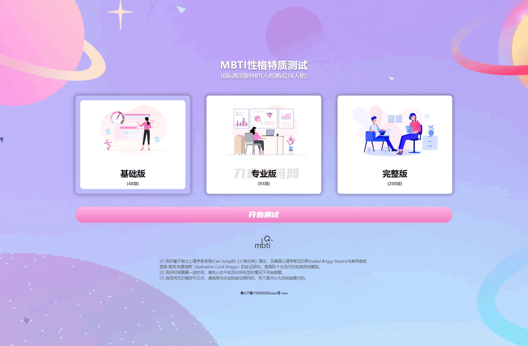 MBTI十六型人格职业*格测试源码完整版 亲测源码